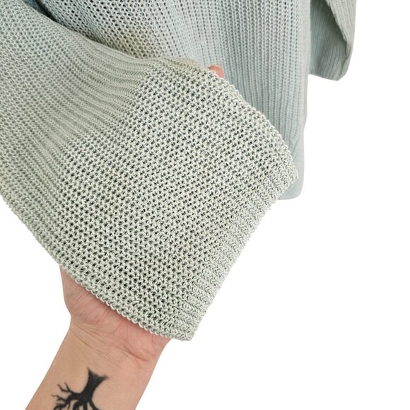 Part Two Etrona Linen Knit Blue Long Sleeve Sweater Sz L - Picture 2 of 8